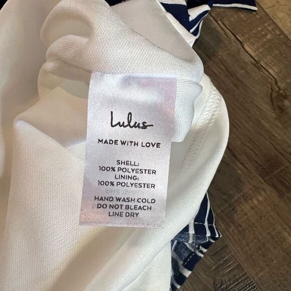 Lulus Delphi Blue and White Striped Tie-Front Strapless romper size small - Picture 7 of 8